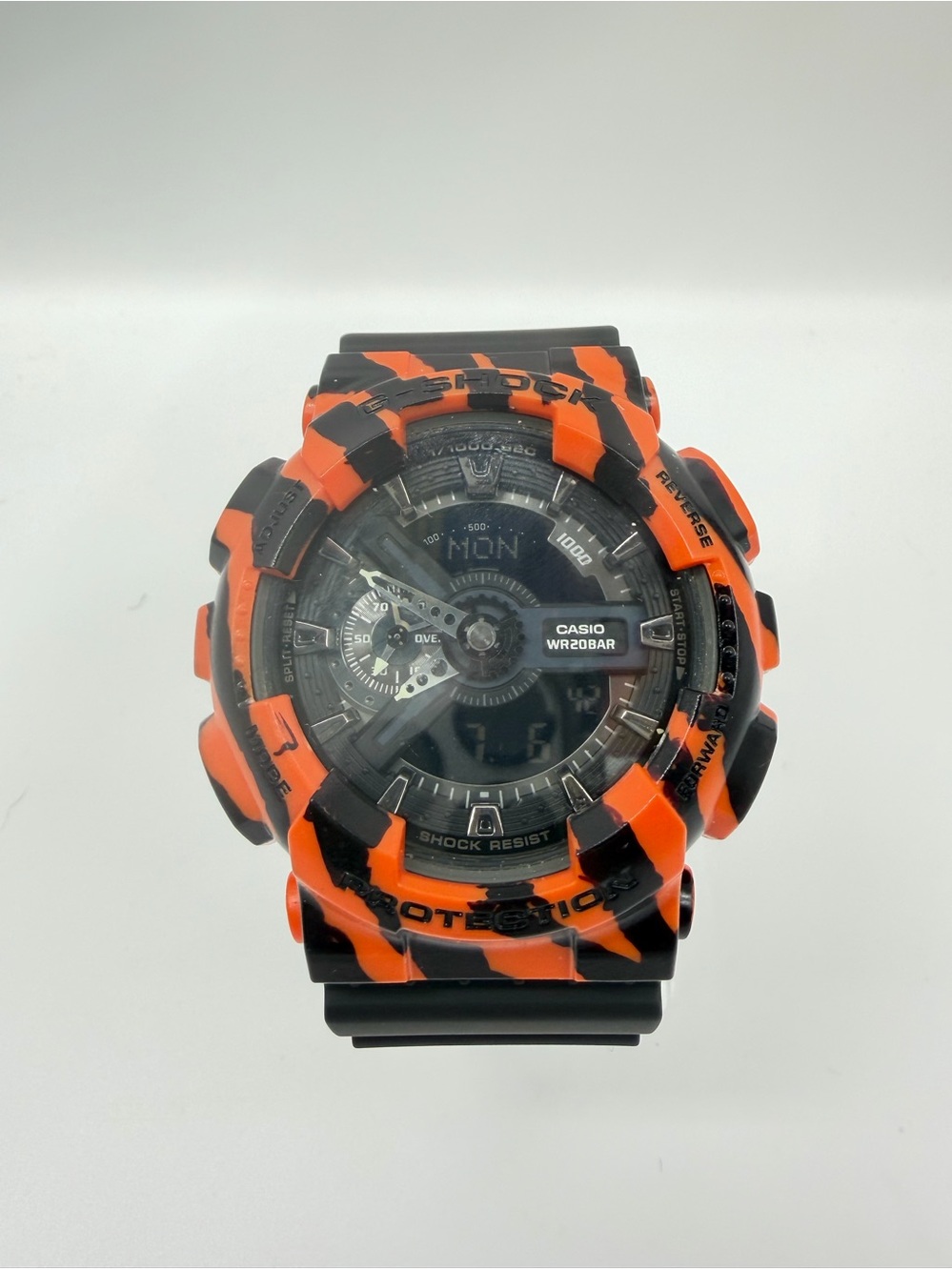 Custom Casio G-Shock GA-110 Orange Black Tiger Camo Art Watch 5146